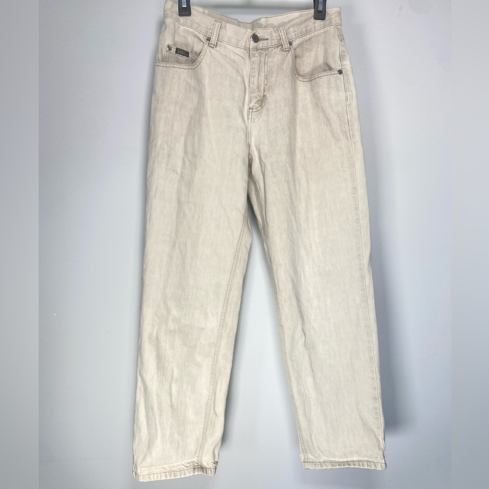Vintage Lee White Denim Boyfriend Jeans Straight Leg High Rise Preppy Old Money